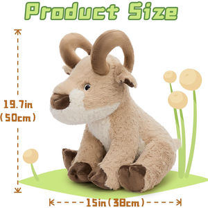 Jouet de mouton géant en fausse fourrure douce et agréable pour la peau, avec cornes longues bouclées brunes, queue courte, <span class=keywords><strong>yeux</strong></span> brillants en plastique, 20 pouces, grande chèvre en <span class=keywords><strong>peluche</strong></span> - Product Image 2