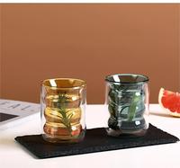 Verre à café à double paroi coloré créatif 200ml, tasse transparente à haute teneur en borosilicate pour jus de lait en spirale