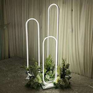 อุปกรณ์ประกอบฉากงานแต่งงานใหม่ ชุดสามชิ้นรูปวงรีเรืองแสง ตกแต่งขาตั้งดอกไม้งานแต่งงาน ของตกแต่งงานแต่งงาน ทางเดินดอกไม้งานแต่งงาน - Product Image 2