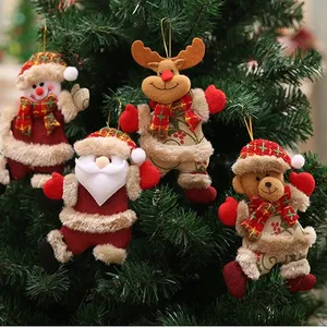 热销圣诞树配件小娃娃跳舞老人雪人鹿熊布偶挂件礼品