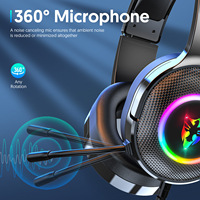 Headset Gaming G608 RGB Tipe-C dengan Peredam Kebisingan Aktif, Headphone Over-Ear dengan Mikrofon Omnidirectional 360 untuk Komputer dan Ponsel.