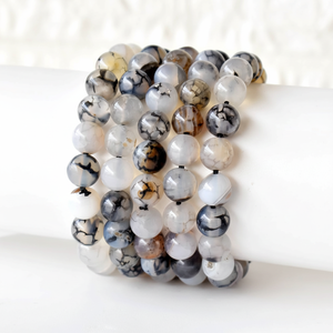 ที่ดีที่สุดการรักษาผู้หญิงสีดำรอบหลอดเลือดดำมังกรอาเกตสีดำรอบพลอยลูกปัดสร้อยข้อมือ - Product Image 1