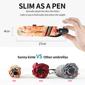 Portable 21 pouces impression personnalisée <span class=keywords><strong>6</strong></span> os 3 parapluie pliant avec protection UV noire pour femme - Product Image 5