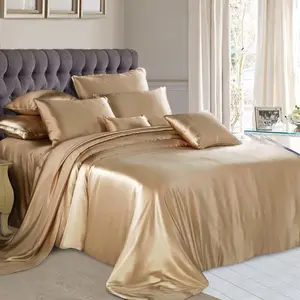 Luxury Silk Bedding Sets 4 Pcs, 19MM Silk Duvet Cover Sets ,100% 6A Mulberry Silk, California King Size