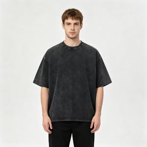 New Arrival 100% Cotton Acid Wash Oversized <b>T</b> <b>Shirt</b> Men Custom Tag Wide Shoulder <b>Thick</b> Graphic <b>T</b> <b>Shirt</b> - Product Image 1