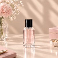 Vente en gros de flacons atomiseurs de parfum en verre transparent épais de 50 ml, design à épaule ronde, impression personnalisée pour l'emballage cosmétique