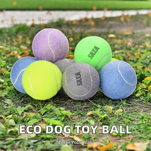 Custom Logo Eco-Friendly Chew Rubber & Felt <b>Dog</b> Toy Ball Solid Pattern Interactive Squeaky Pet Toy - Product Image 3