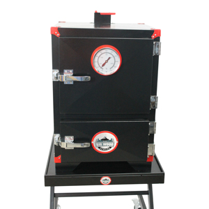 Barbecue fumoir en acier au charbon de bois avec thermomètre, four à charbon de bois sans fumée pour jardin - Product Image 1