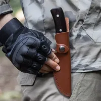 Couteau de chasse à lame fixe manche en bois d'ébène de colombie haut de gamme
