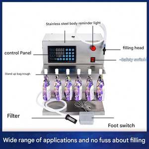 Machine de remplissage semi-automatique pour sachets à bec verseur, pour soupes chaudes, miel, eau, boissons, huiles essentielles, lait - Product Image 5