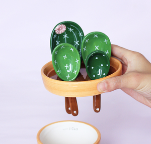 Juego de Cucharas Medidoras de Cocina con Diseño de Cactus, Utensilios de Cerámica Creativos para Regalos de Inauguración y Cumpleaños - Product Image 3