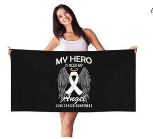 กำหนดเองฮีโร่ของฉันคือตอนนี้นางฟ้าโรคมะเร็งเม็ดเลือดขาวของฉันที่ตระหนักถึงโรคมะเร็งธงชาติตลกผ้าขนหนูชายหาดมีสไตล์แปลกใหม่น้ำหนักเบาแห้งเร็ว - Product Image 2