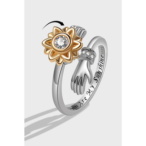 卸売925シルバー調整可能ひまわり回転リング安心イライラセットダイヤモンドシンプルハグリングレタージュエリー - Product Image 1