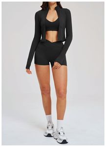 New <b>Womens</b> Nude Casual Yoga Set Three Piece Outdoor Running Fitness Gym Workout Training Active Sports Suit Spandex/<b>Nylon</b> High - Product Image 5