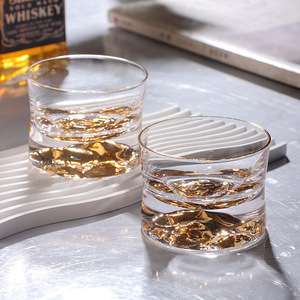 Vasos de whisky de cristal hechos <span class=keywords><strong>a</strong></span> mano Golden Mountain, peso perfecto para whisky escocés, Bourbon, Manhattans, cócteles antiguos - Product Image 4