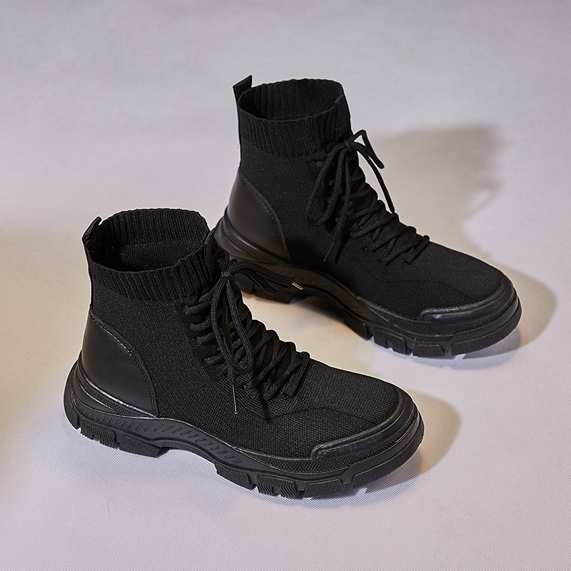 Новое поступление, Ботинки Martin в британском стиле, Модные трикотажные женские ботинки Flyt