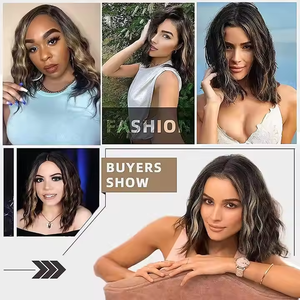 <span class=keywords><strong>Peluca</strong></span> <span class=keywords><strong>ondulada</strong></span> corta marrón oscuro de mezcla de castaño de 15 pulgadas para mujer, línea de cabello de encaje, estilo Bob, pelo sintético resistente al calor para Cosplay - Product Image 6