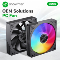 Ventilateur de boîtier PC SNOWMAN BS120-ARGB-BK 120mm Noir ARGB 76.8CFM à haut débit d'air, roulement hydraulique PWM, synchronisation 5V 3 broches, vente en gros