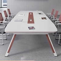 Table de conférence moderne de grande taille avec prises électriques intégrées, table de réunion modulaire pour bureau, salle de conseil, pour 8 à 16 personnes