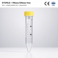 Tube à centrifuger stérile jetable en plastique de 15 ml, série Citron, pour laboratoire, emballé sous sachet scellé, vente en gros