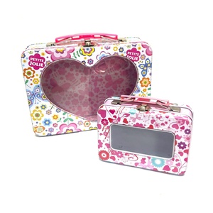 Portable Tinplate Rectangular <b>Box</b> with <b>Clear</b> Window, Hand-held Iron Case for Doll Storage & <b>Gift</b> Packaging - Product Image 1
