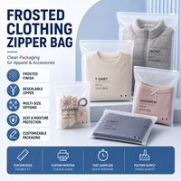 Sac zip-lock mat givré transparent personnalisé avec logo emballage de marque de vêtement en plastique pour chaussures et chaussettes sac à fermeture éclair