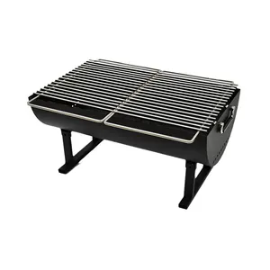 Holzkohle tragbares BBQ-Lebensmittel-Camping-Tablett faltbares Camping-Kit, kleiner Stahl-BBQ-Grill für den Außenbereich Reisen rauchfreies Camping-Werkzeug/