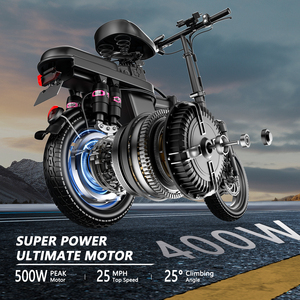 <span class=keywords><strong>Vélo</strong></span> Électrique Pliant Adulte Urbain 14 Pouces, Moteur 400W, Batterie Personnalisable 48V 8Ah/13Ah, Stock Américain, Prix Abordable - Product Image 4