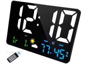 Trang Trí Nội Thất Lớn Kỹ Thuật Số Điện <span class=keywords><strong>LCD</strong></span> Hiển Thị Tường Bảng Đồng Hồ Báo Thức LED Lịch Đồng Hồ, Độ Ẩm Trong Nhà, 2 Báo Động Snooze DC 5V - Product Image 5