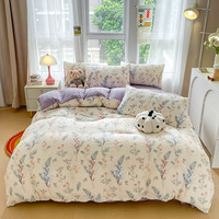 Luxe nouveau coton mousse Jacquard imprimé frais comme doux et confortable ensemble de draps de lit quatre pièces feuilles imprimé couverture ensembles de literie