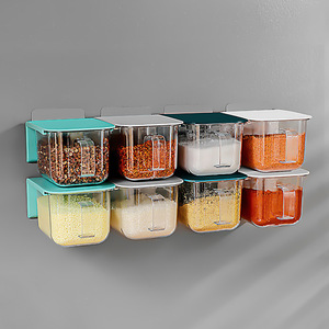 <b>Spice</b> Container Wall Mounted No Drilling Required Dustproof Moisture Proof Salt Sugar <b>Jar</b> M Size Solid Seasonings Storage - Product Image 1