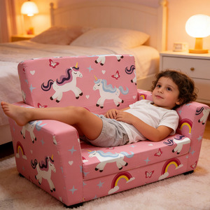 Sofá Cama Convertible 2 en 1 para Niños Pequeños, Diseño Animal, Color Rosa Popular, <span class=keywords><strong>Plegable</strong></span>, Ligero - Product Image 5