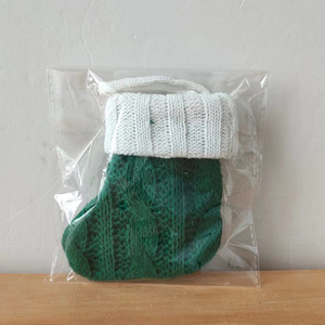 Handmade Green Knitted Mini Christmas Stockings Festive Cutlery Holder Gift Bag Pendant for Xmas Party Table <b>Decor</b> - Product Image 2