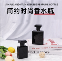 100ml en verre noir parfum eau vaporisateur bouteille plat carré cosmétique emballage pour crème pour le visage perruques flacons vides presse réapprovisionnement