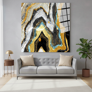Elegant Printed <b>Canvas</b> Artwork: Black & Gold Accent Decor,TEMPERED GLASS ART - Product Image 3