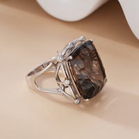 YBO vente en gros en argent Sterling 925 bague de mariage pour femme coussin en pierre naturelle avec Quartz fumé pour les fêtes