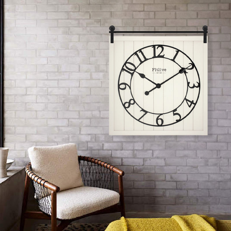 Reloj de pared de forma cuadrada, suministro de madera, cuarzo