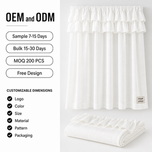 Tenda Trasparente Impermeabile in Bambù/Cotone Bianco con Doppio Volant e Bordo in Pizzo, Morbida e Filtrante per Finestre della Camera da Letto - Product Image 1