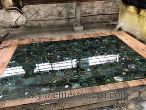 Dalle de pierre semi-précieuse rétroéclairée <span class=keywords><strong>en</strong></span> onyx de jade vert et agate - Product Image 6