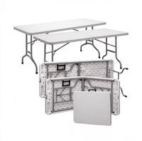 Table pliante rectangulaire populaire de 6 pieds, table pliante en plastique blanc pour la maison, le salon, le restaurant, l'hôtel