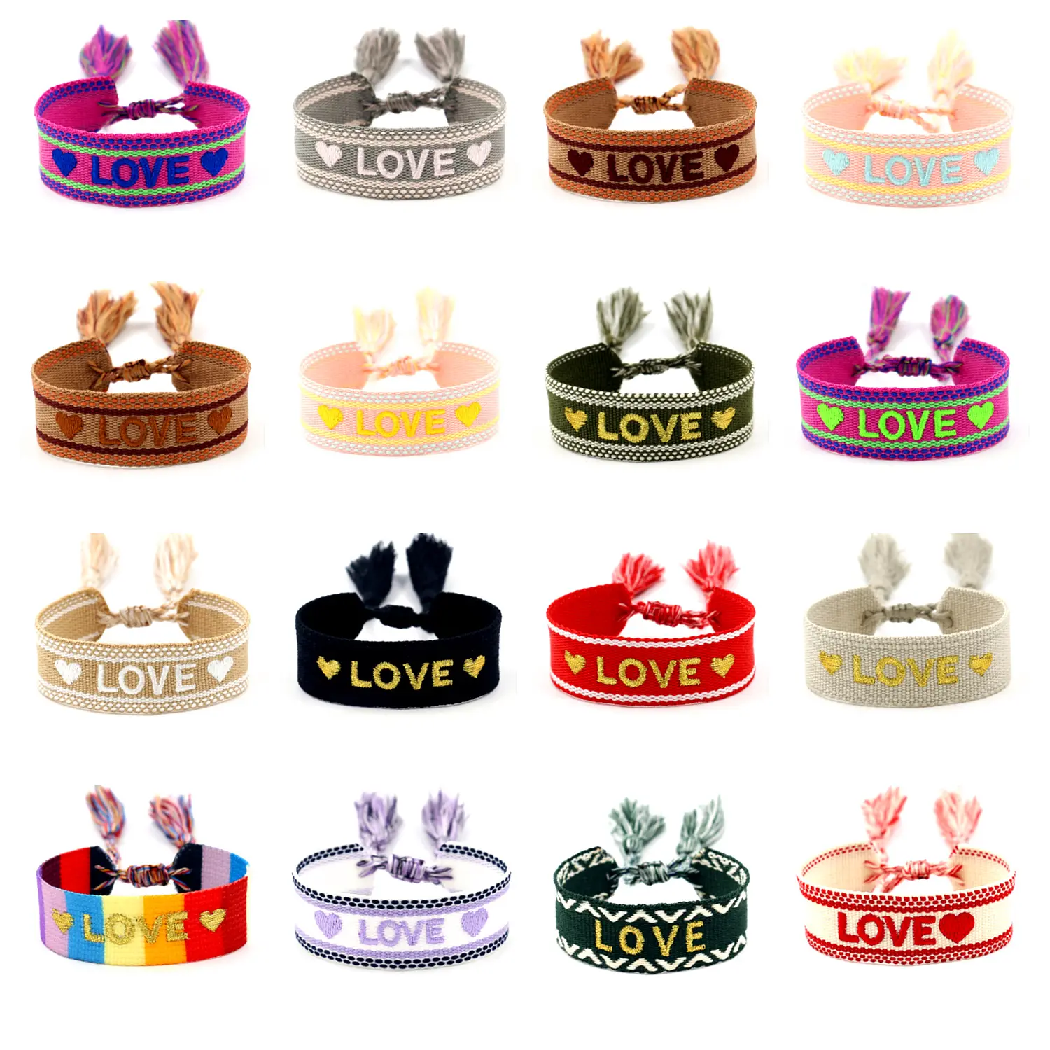 Women Girls letter Embroidery Friendship Woven Wrap Bracelets Knitted Word Adjustable Bracelets