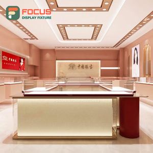 High Quality Wooden Jewelry Counter Glass Display Cabinet LED Light Luxury Modern Premium Jewellery Showcase Display - Product Image 5