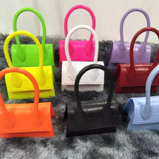 New Trendy Summer Pvc Bags Candy Color Handbags Small Jelly Sling Bag Stone Pattern Mini Bags For Women