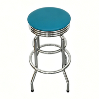 Tabouret de bar rond chromé personnalisable OEM ODM de qualité commerciale avec siège en PU pour bistrot, café, pub, bar à domicile