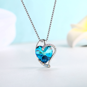 <span class=keywords><strong>Collana</strong></span> <span class=keywords><strong>con</strong></span> Fiocco e Cuore in Zircone Diamantato Austriaco, Cristallo <span class=keywords><strong>Blu</strong></span> Swarovski, Gioielli per Donne - Product Image 4