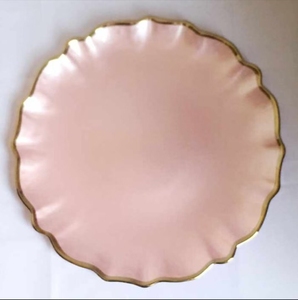 Assiette de rangement en verre de luxe de 13 pouces pour mariage assiette transparente avec bordure rose/or/noir/argent verrerie en gros - Product Image 2
