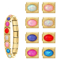 Bracelet à breloques italien en strass, acier inoxydable, modules multicolores, accessoire de bijoux créatif à assembler soi-même