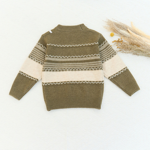 Hot Saling trẻ em áo len sọc đen mô hình hình học đan Áo len chàng trai Áo len - Product Image 6