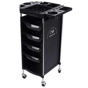 Carrito de Salón Multifuncional de Metal Negro con Ruedas, Carrito para Peluquería, Organizador con Ruedas, Estación de Barbería 90x18x38cm - Product Image 3