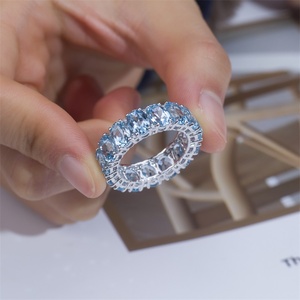 Bague ovale en saphir or blanc 18 carats Messi Jewelry MSR-1433 pour femme - Product Image 6